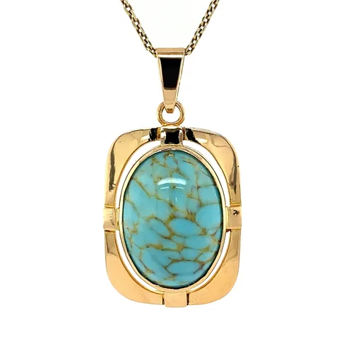 Vintage 14K Gold Pendant with Turquoise