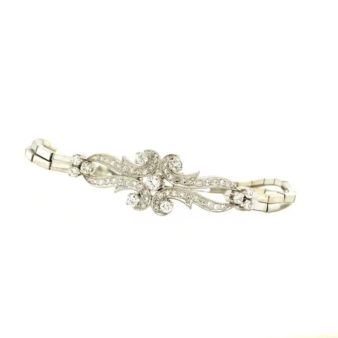 Vintage 18K White Gold Bracelet with Diamond