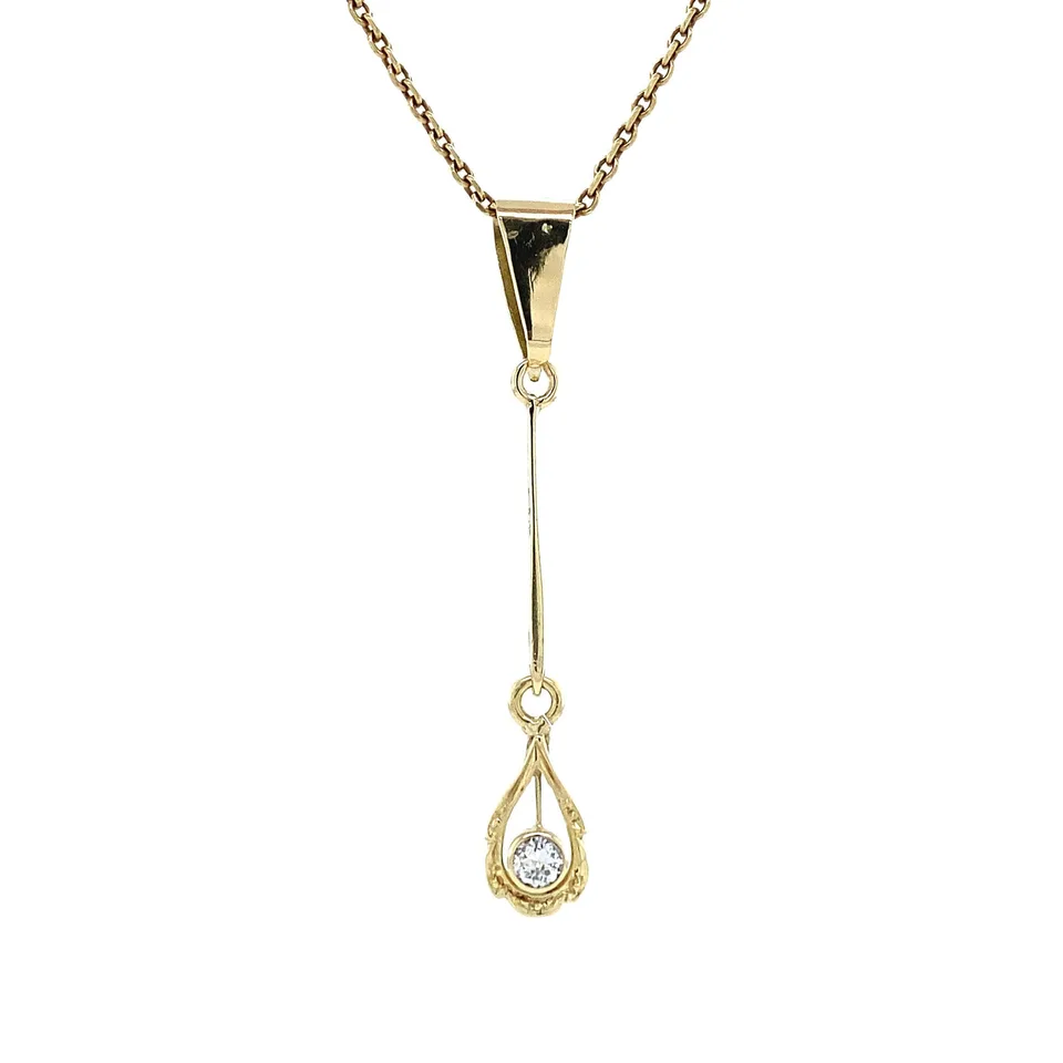Vintage 14K Gold Pendant with Diamond