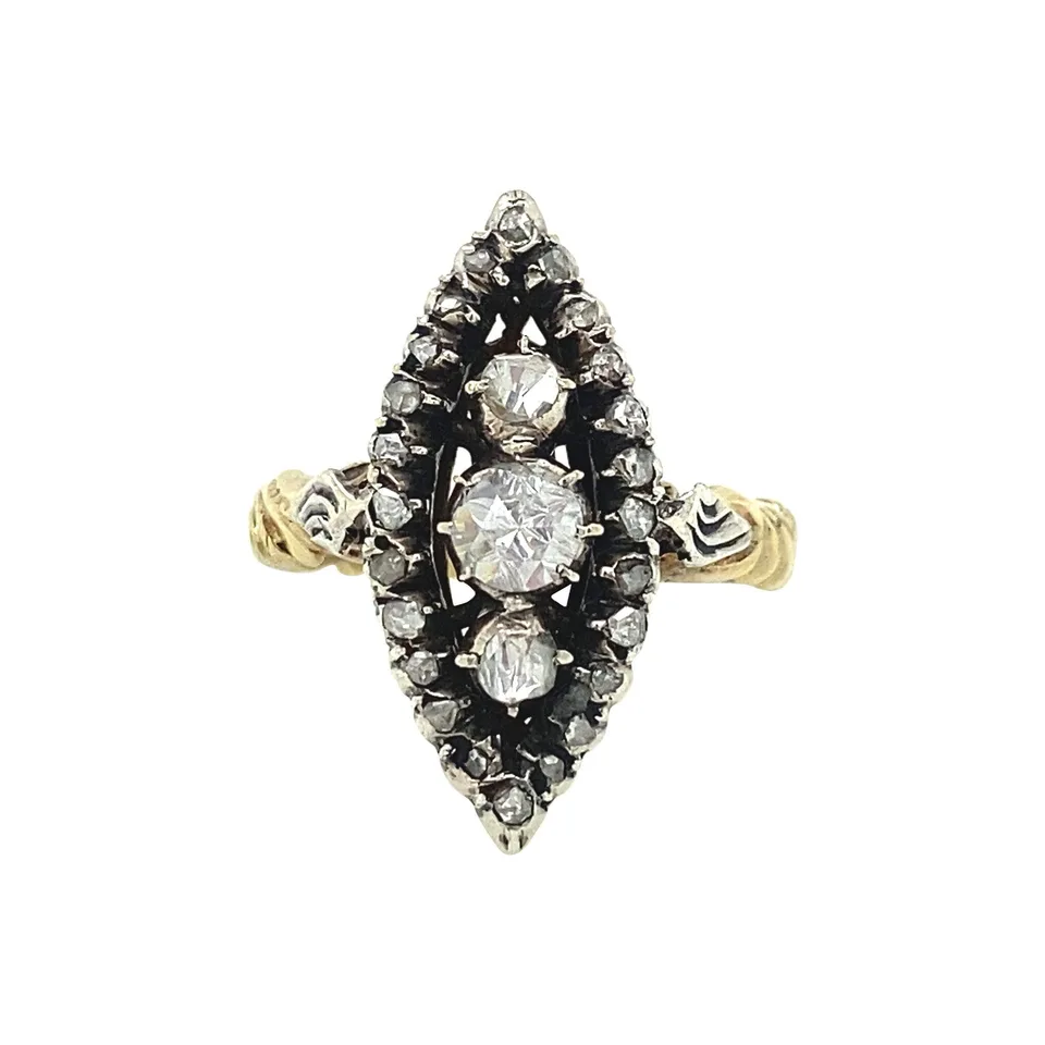 Vintage 14K Gold Princess Ring with Rose Cut Diamond