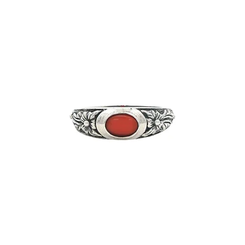 Vintage Sterling Silver Ring with Red Coral