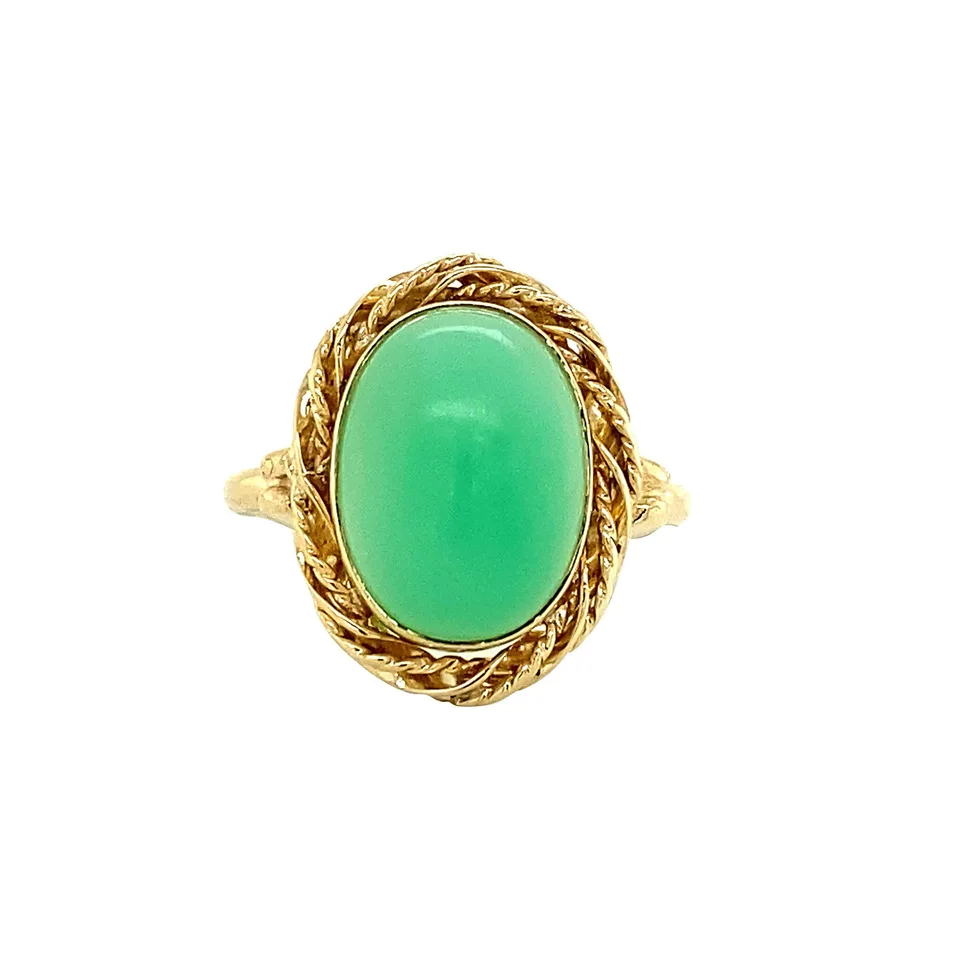 Vintage 14K Gold Ring with Aventurine