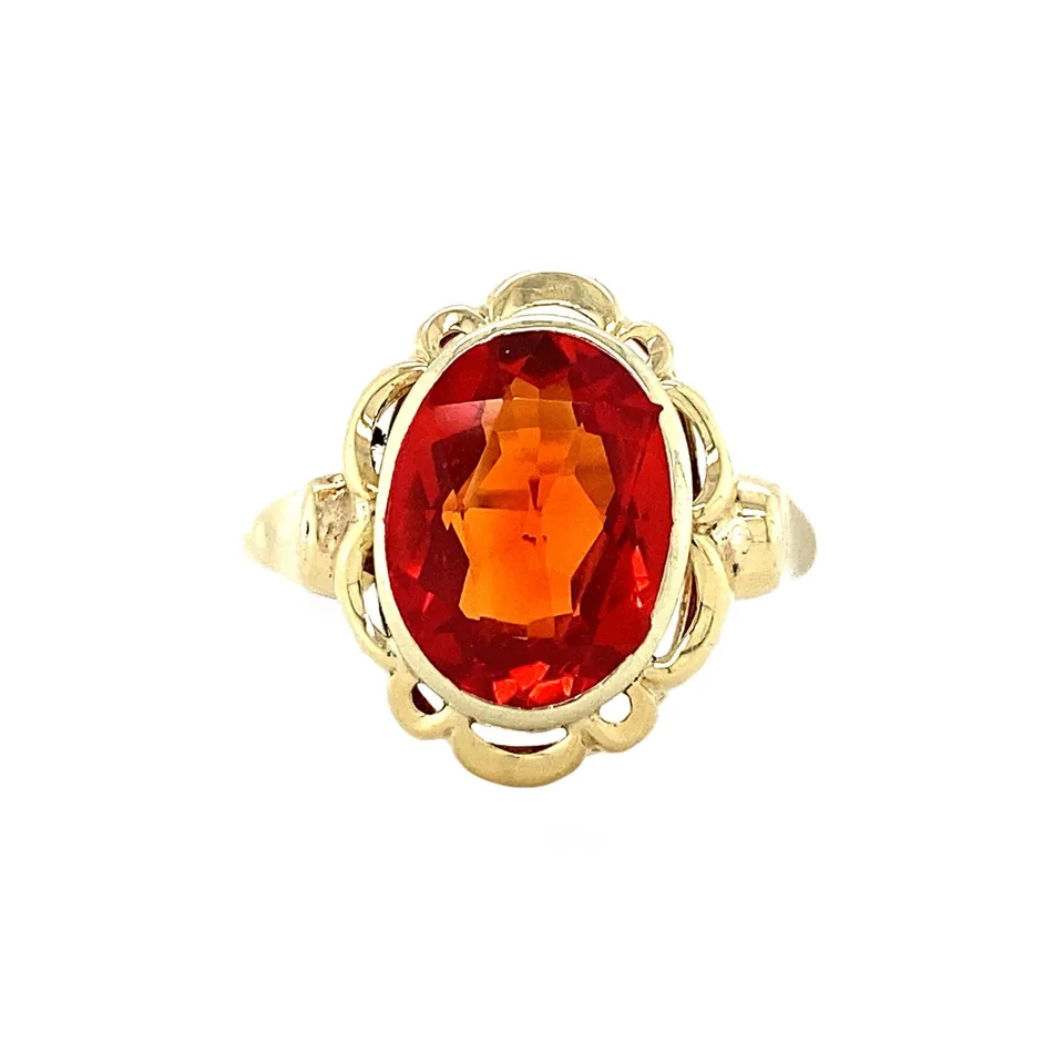 Vintage 14K Gold Ring with Orange Sapphire