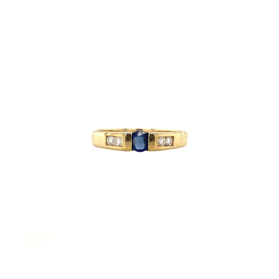Vintage 18K Gold Ring with Sapphire and Diamond