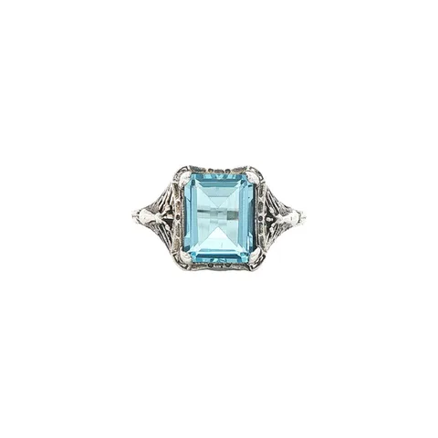 Vintage Sterling Silver Ring with Blue Topaz