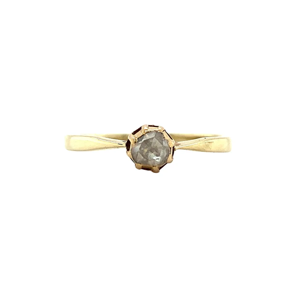 Vintage 14K Gold Solitaire Ring with Rose Cut Diamond