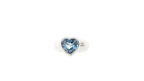 Vintage Piaget 18K White Gold Heart Ring with Topaz