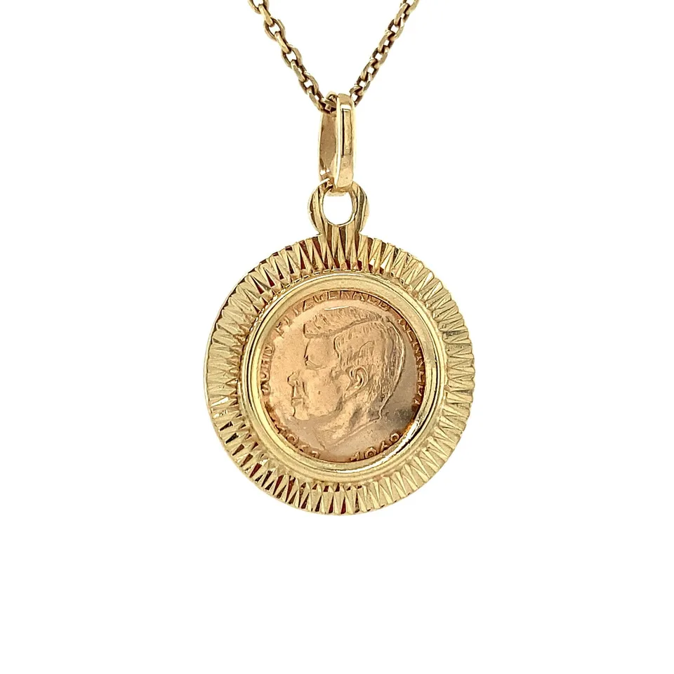 Vintage 14K Gold Pendant with Coin