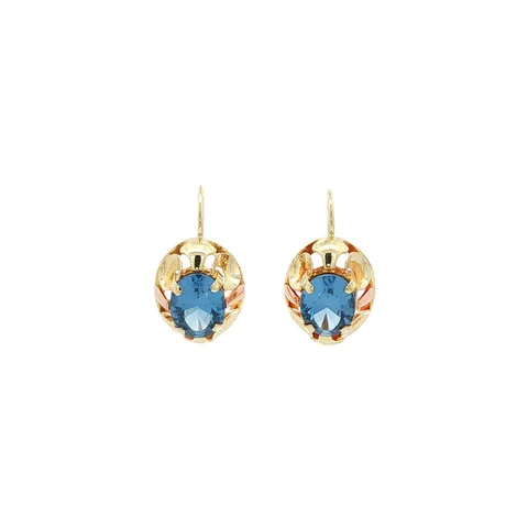 Vintage 14K Gold Drop Earrings with Spinel