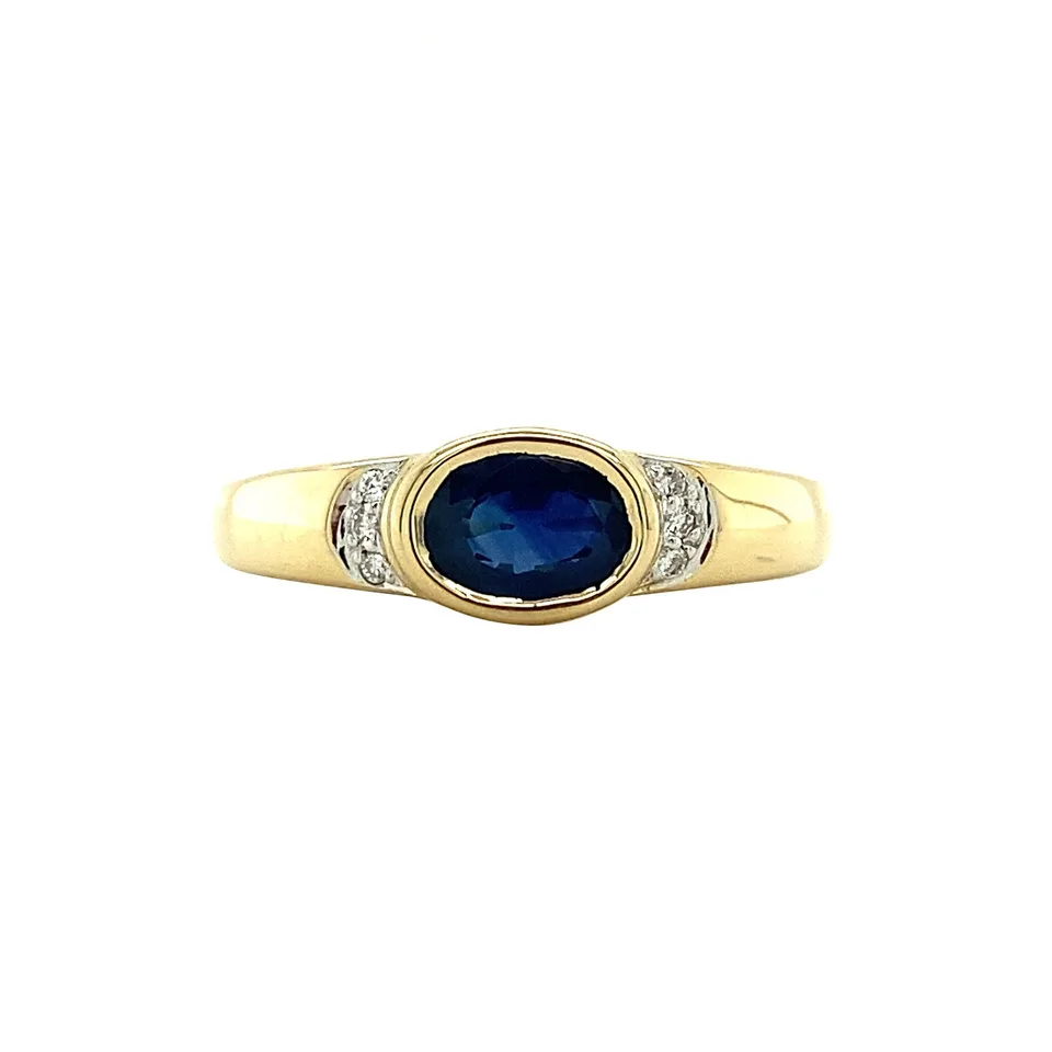 Vintage 14K Gold Ring with Sapphire and Diamond