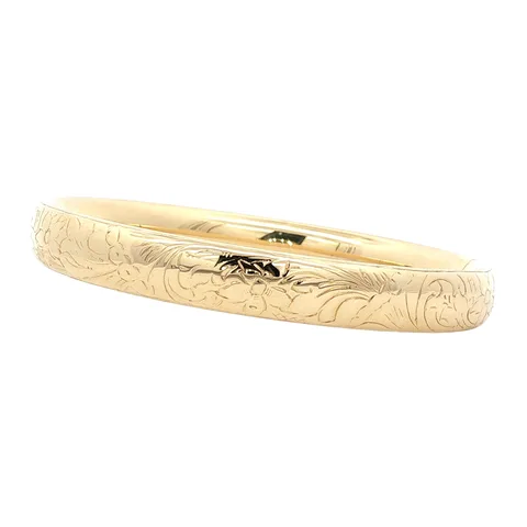 Vintage 14K Gold Bangle with Engraving