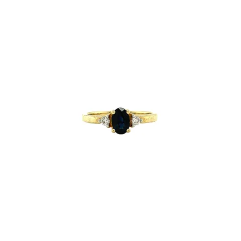 Vintage 14K Gold Ring with Sapphire and Diamond