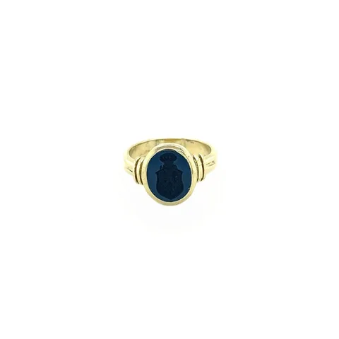 Vintage 14K Gold Ring with Blue Layered Stone