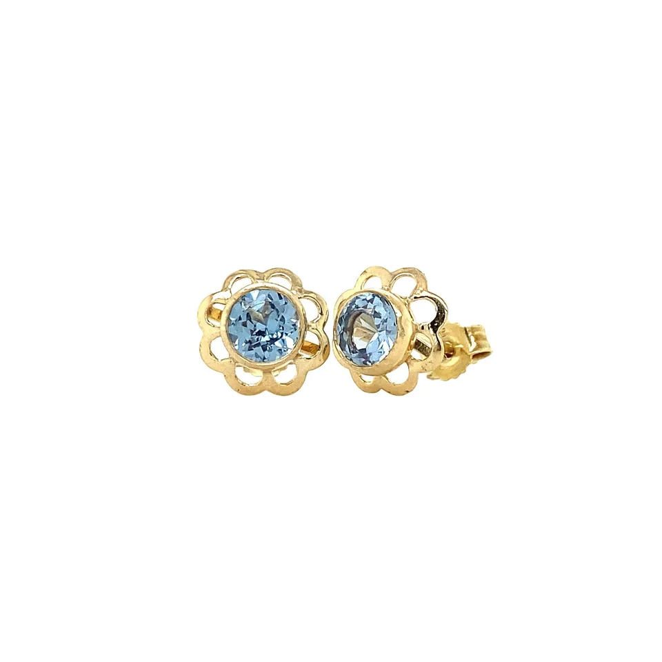 Vintage 14K Gold Stud Earrings with Spinel