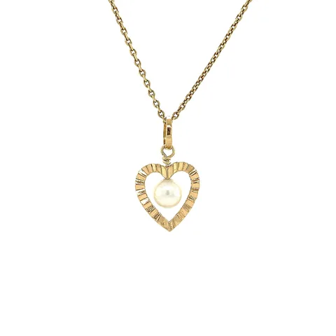 Vintage 18K Gold Pendant with Pearl