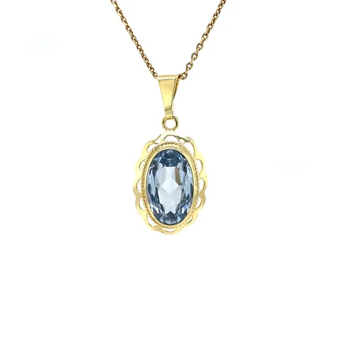 Vintage 14K Gold Pendant with Blue Spinel