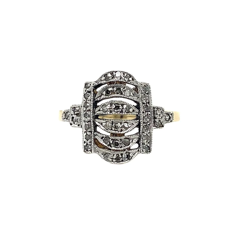 Vintage 14K Two Tone Gold Ring with Diamond