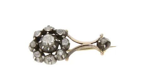 Vintage 12K Brooch with Rose Cut Diamond