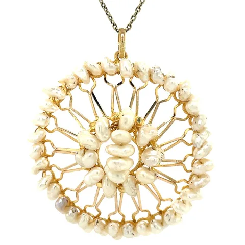 Vintage 20K Gold Pendant with Pearl