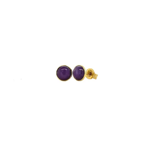 Vintage 14K Gold Stud Earrings with Amethyst