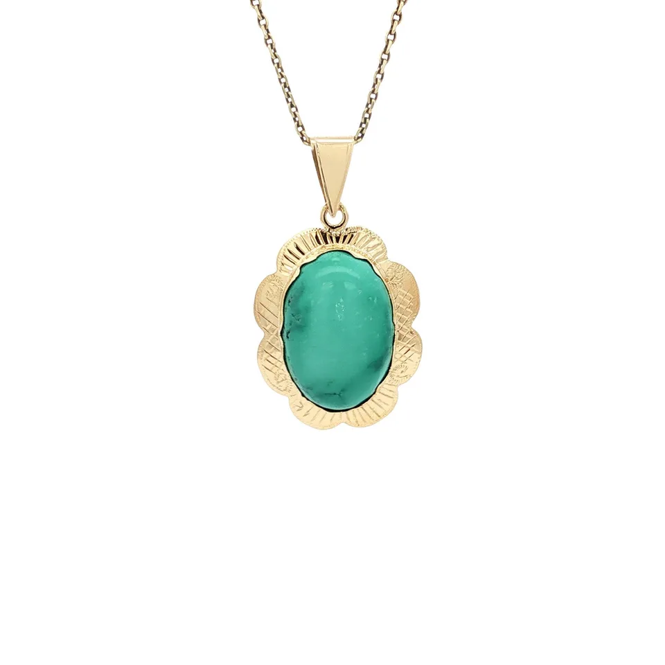 Vintage 14K Gold Pendant with Turquoise