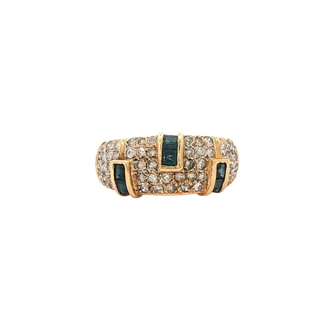 Vintage 18K Gold Ring with Sapphire and Diamond