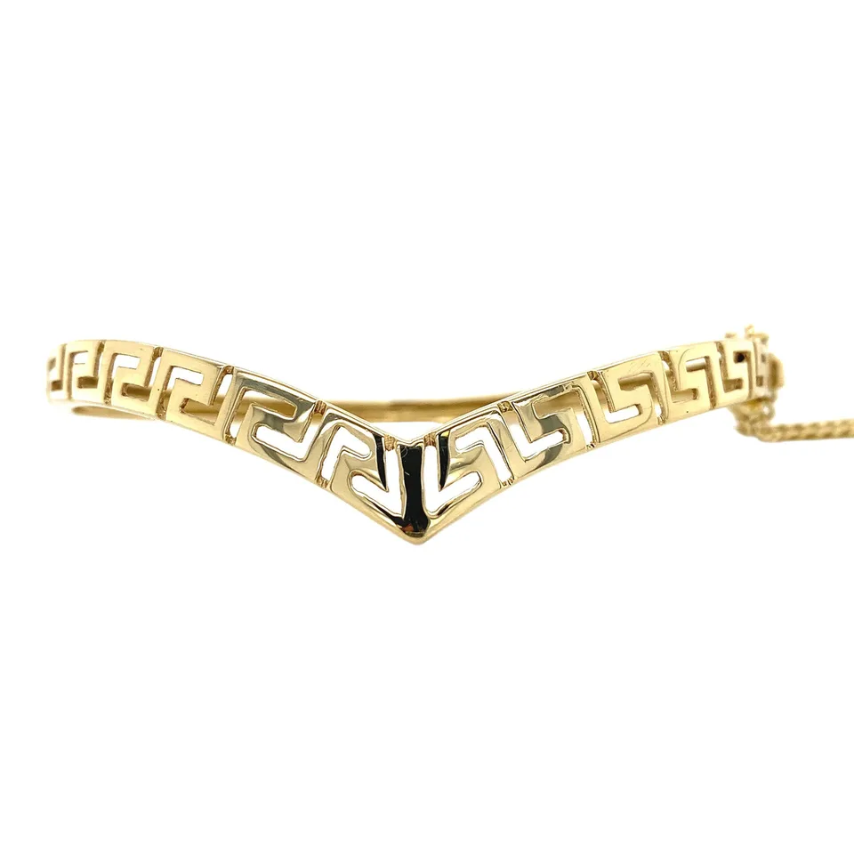 Vintage 14K Gold Meander Bangle