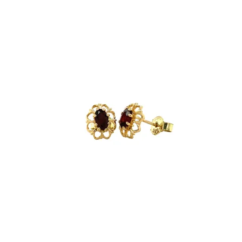 Vintage 14K Gold Stud Earrings with Garnet