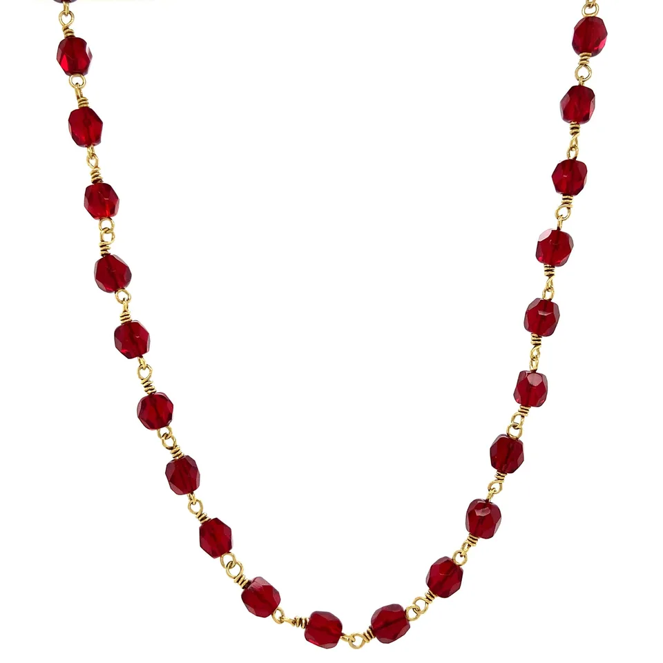 Vintage 14K Gold Necklace with Glaskralen 42 cm