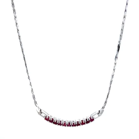 Vintage 14K White Gold Necklace with Ruby