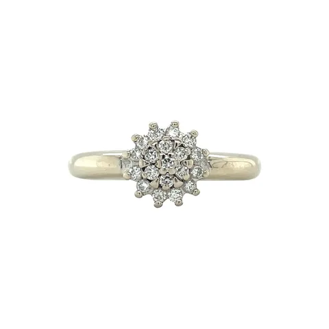 Vintage 14K White Gold Cluster Ring with Diamond