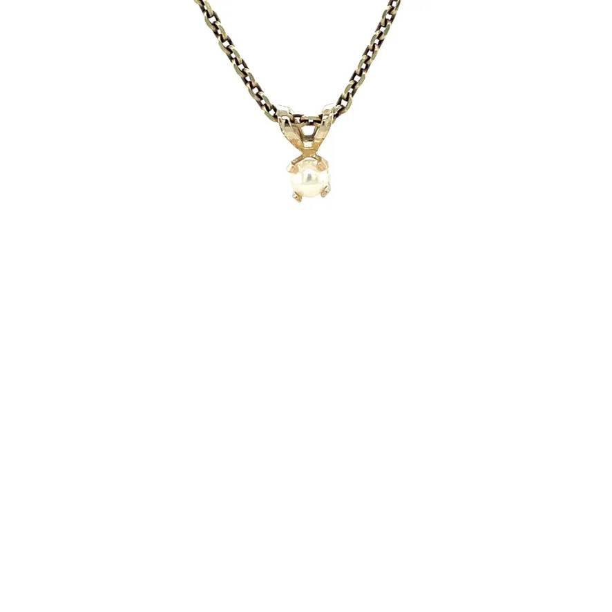 Vintage 14K Gold Solitaire Pendant with Pearl