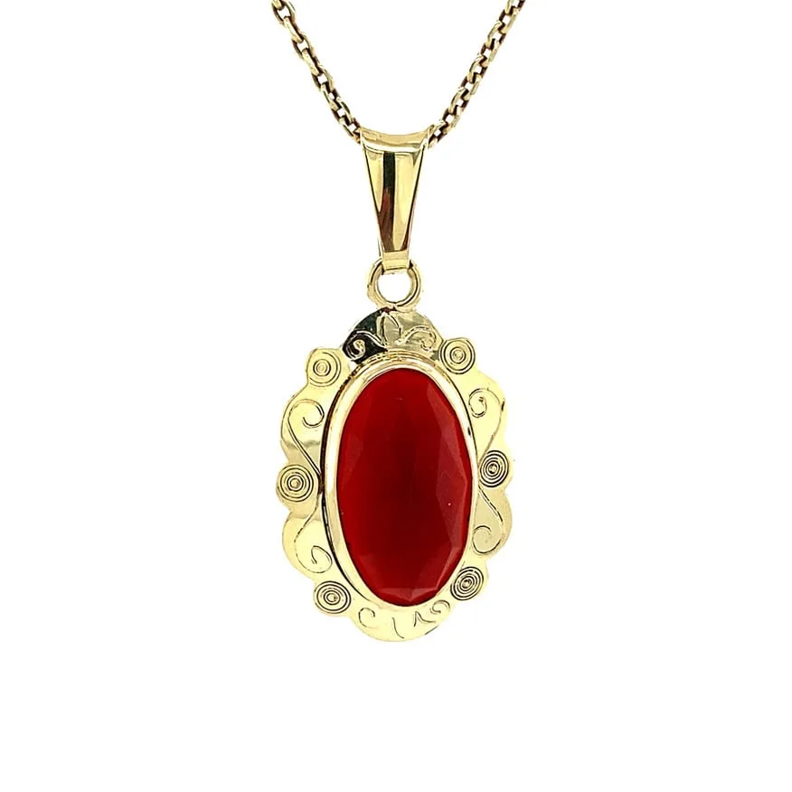 Vintage 14K Gold Pendant with Carnelian