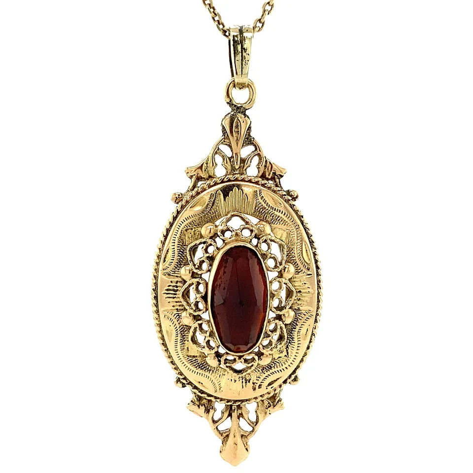 Vintage 14K Gold Pendant with Garnet