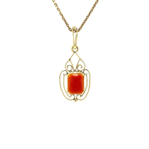 Vintage 14K Gold Pendant with Carnelian
