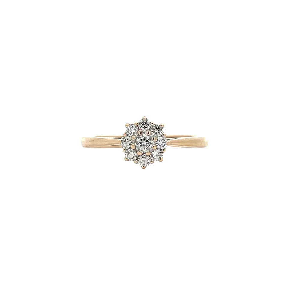 Vintage Cluster 9K Gold Ring with Diamond