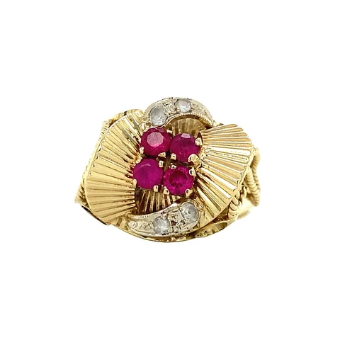 Vintage 14K Gold Ring with Ruby and Cubic Zirconia