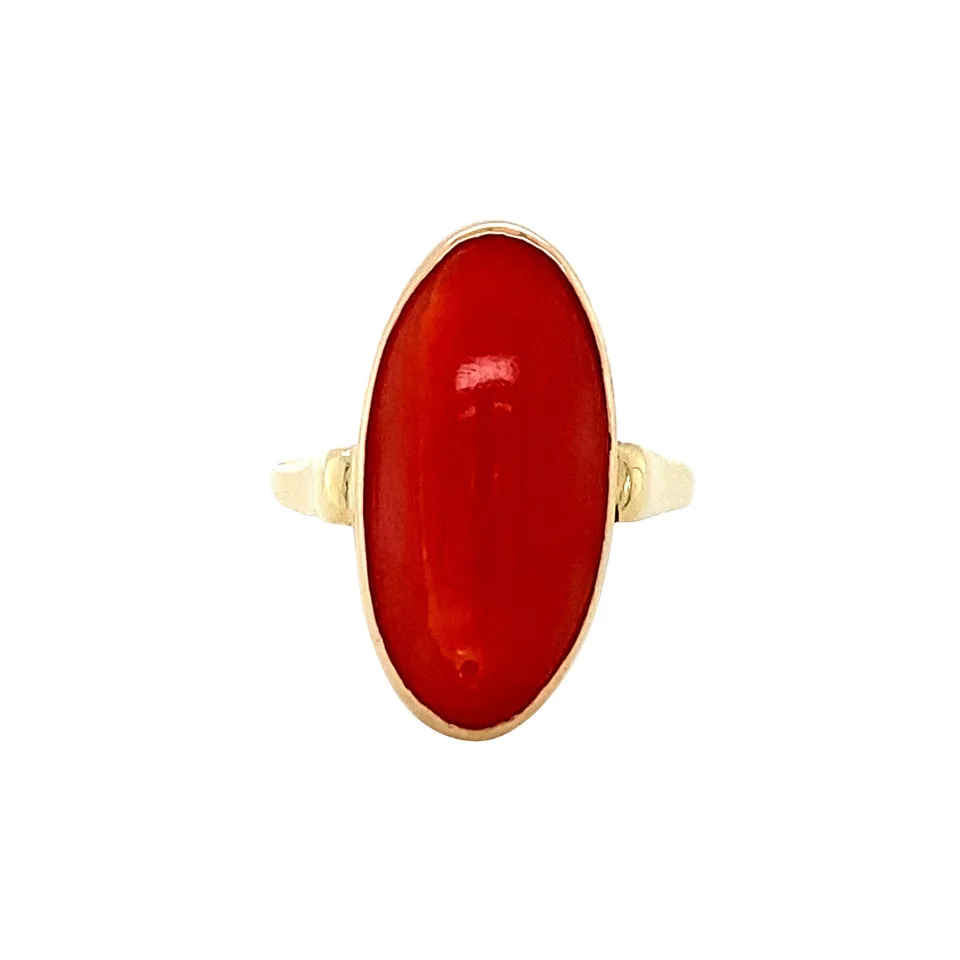 Vintage 14K Gold Ring with Red Coral