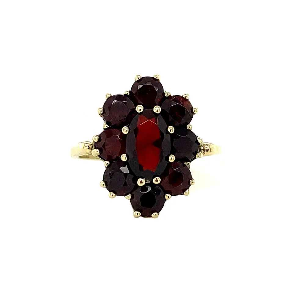 Vintage 14K Gold Cluster Ring with Garnet