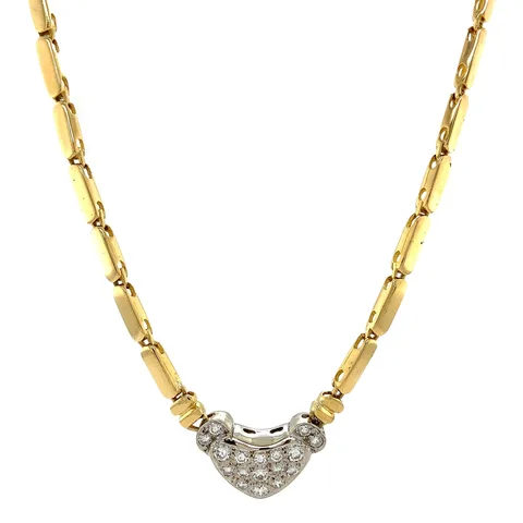 Vintage 14K Gold Necklace with White Gold Pendant with Diamond 44.5 cm