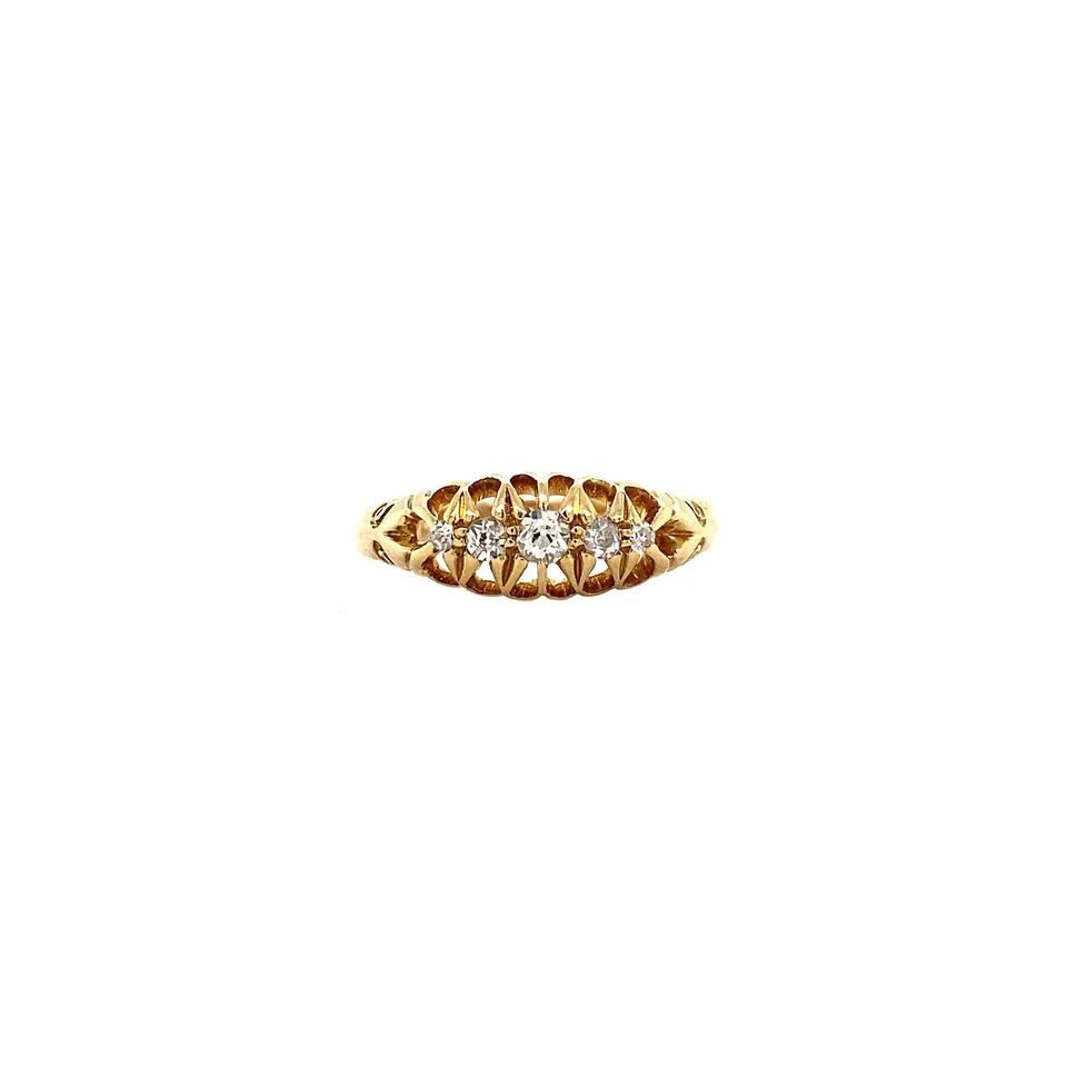 Vintage 18K Gold Half Eternity Ring with Diamond