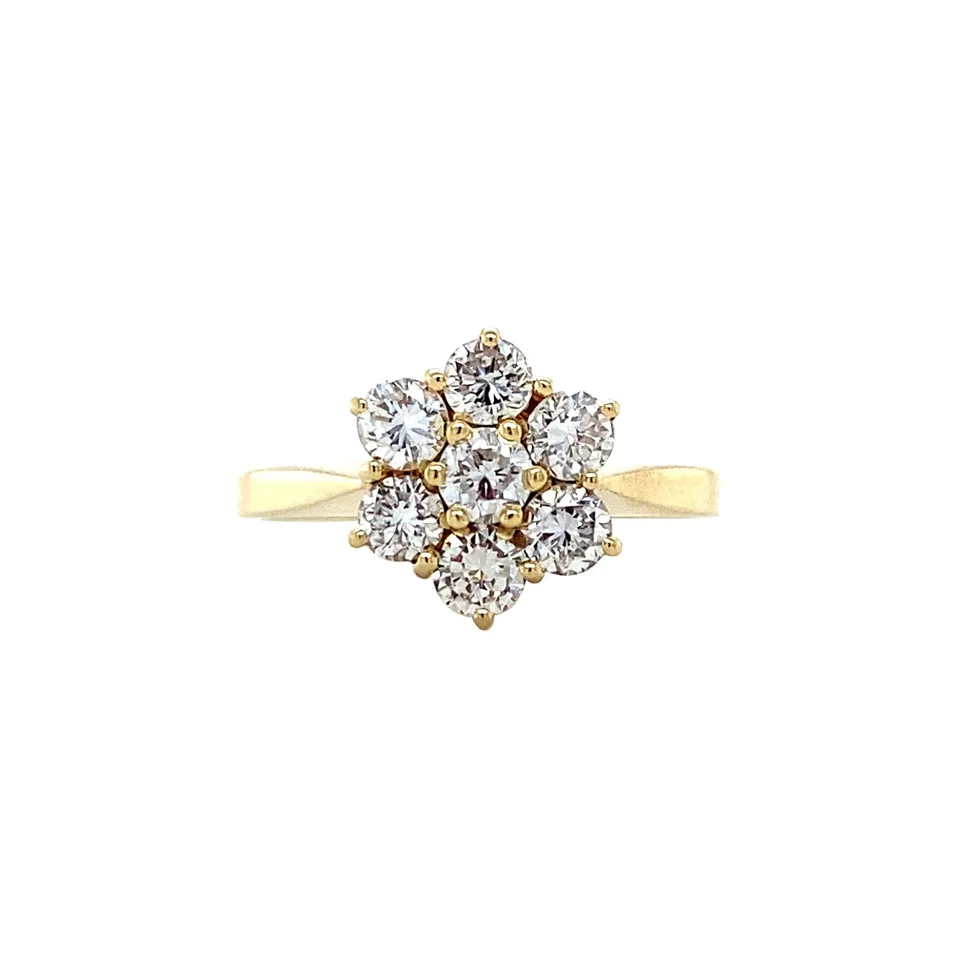 Vintage 14K Gold Cluster Ring with Diamond