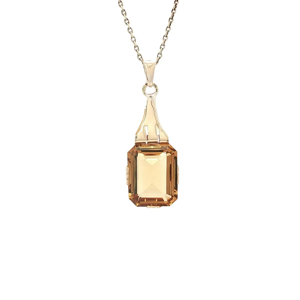 Vintage 14K Gold Pendant with Citrine