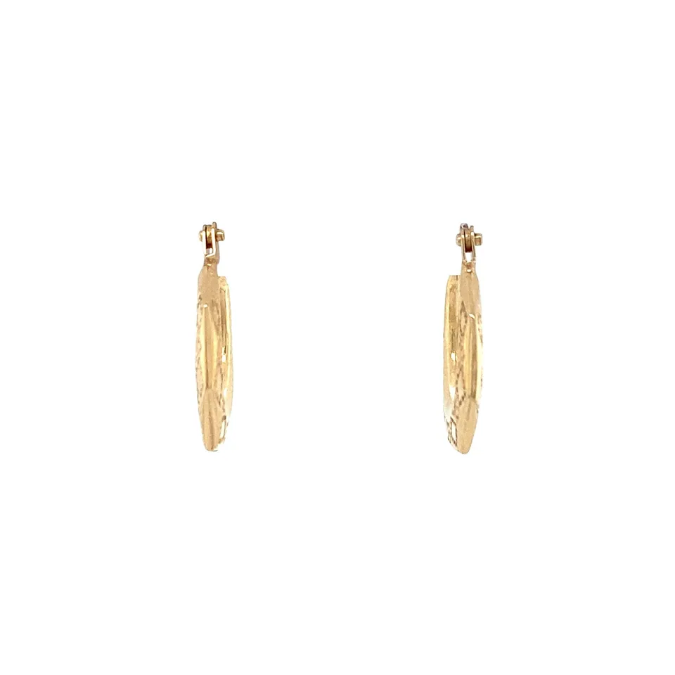 Vintage 9K Gold Hoop Earrings with Engraving