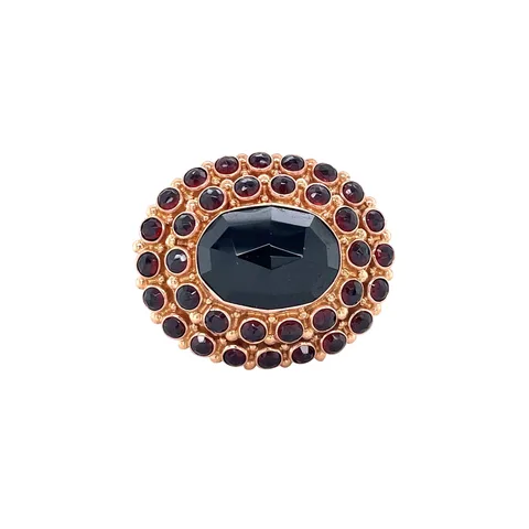 Vintage 14K Gold Cluster Brooch with Garnet