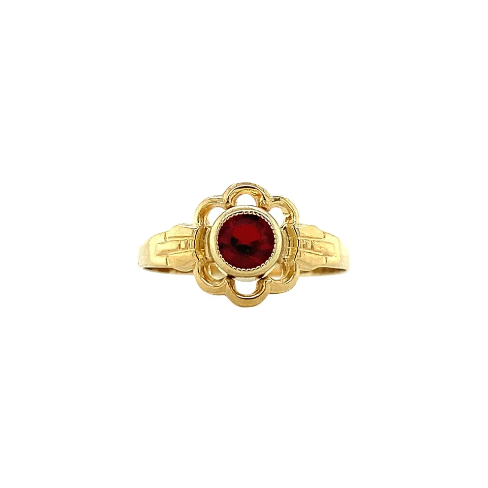 Vintage 14K Gold Ring with Pink Glass