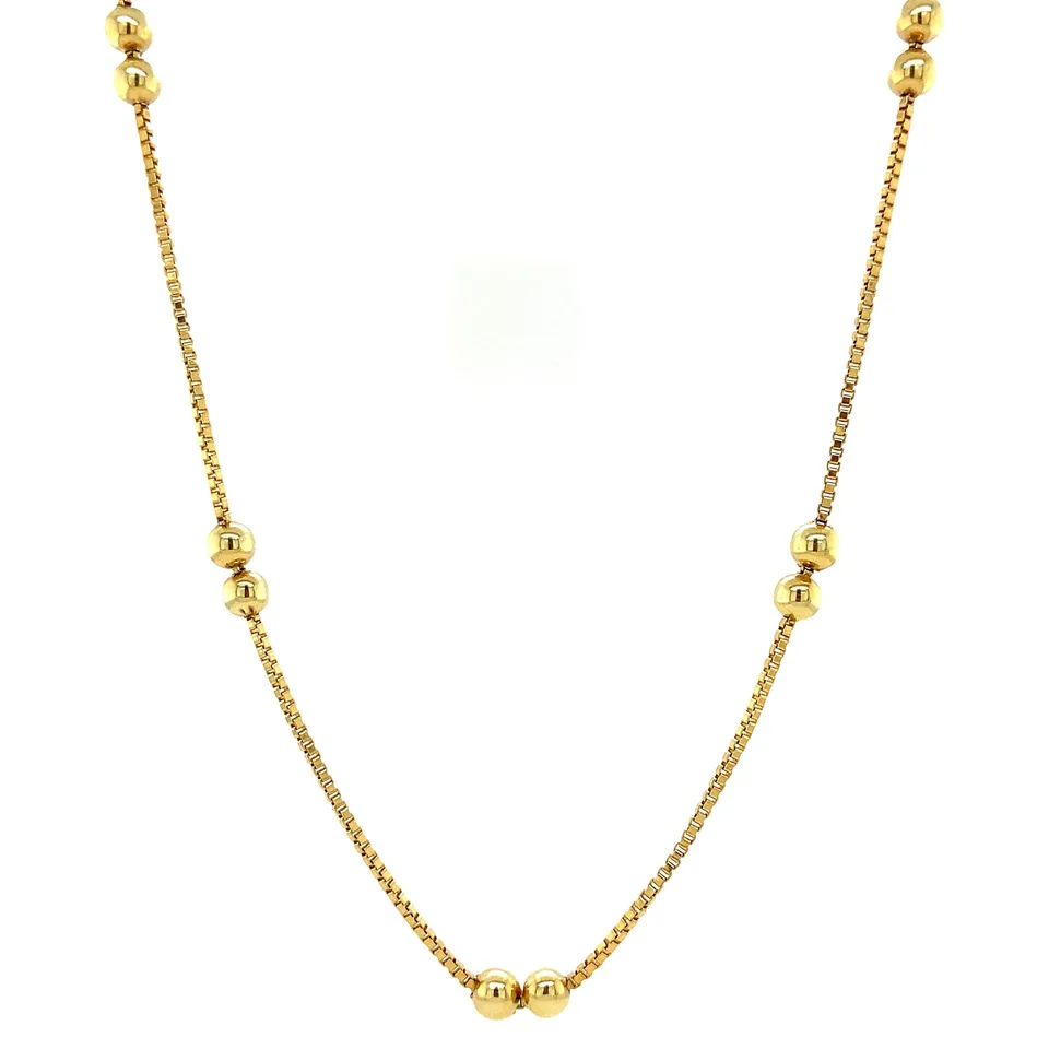 Vintage 14K Gold Necklace Venetian with Bead 40.5 cm