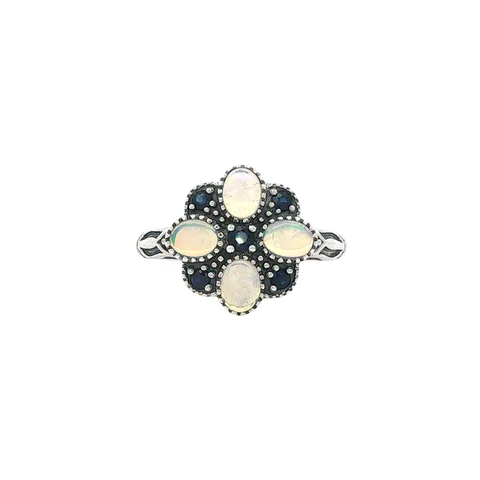 Vintage Sterling Silver Ring with Opal and Sapphire