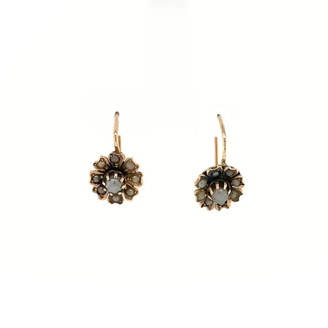 Vintage 14K Rose Gold Drop Earrings with Pearl