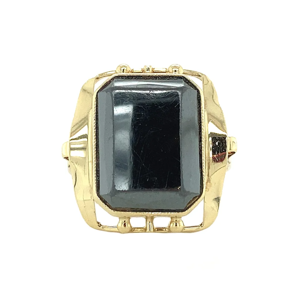 Vintage 14K Gold Ring with Hematite